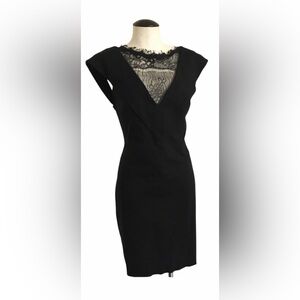 Chic One Shoulder Black Dress with Lace Detail